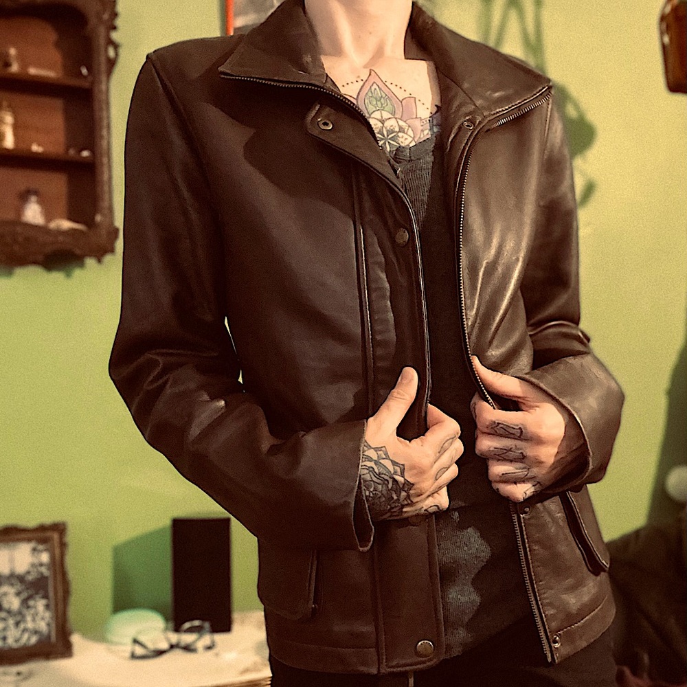 Brown leather, bomber, flight- jacket